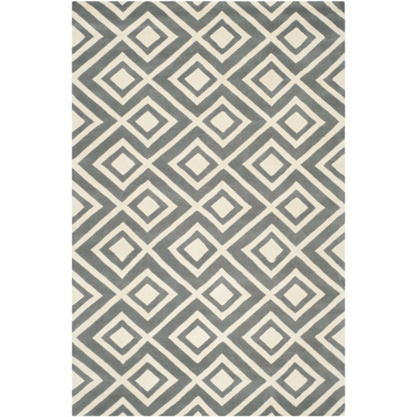 Bloomsbury Market Huntersville Geometric Hand Woven Grey/Ivory Area Rug